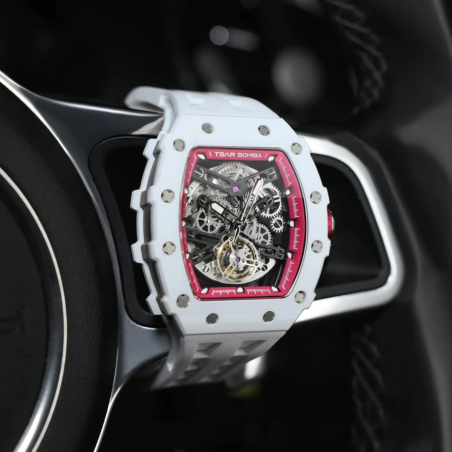 Luxury Mens Automatic Mechanical Watches - Japanese Movement Sapphire Glass - 50M Waterproof Men's Watch - Square Wrist Watches Silicone Band Luminous Elegant Gifts for Men