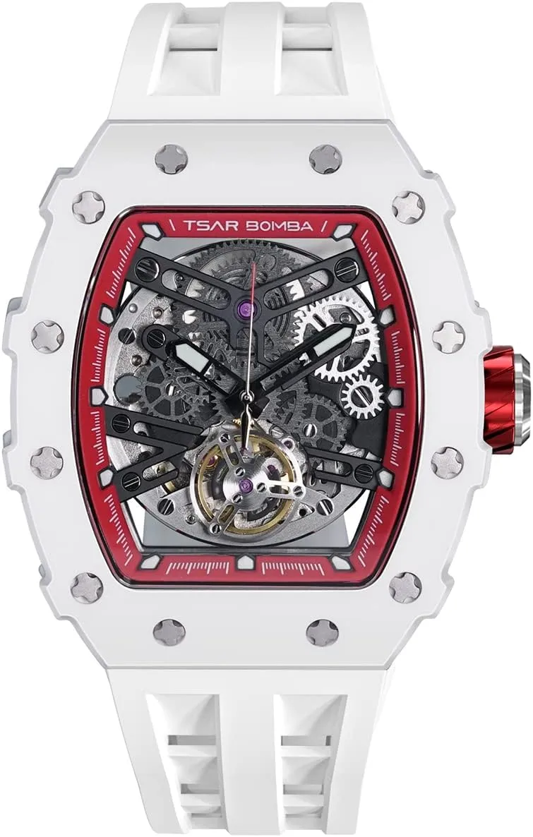 Luxury Mens Automatic Mechanical Watches - Japanese Movement Sapphire Glass - 50M Waterproof Men's Watch - Square Wrist Watches Silicone Band Luminous Elegant Gifts for Men
