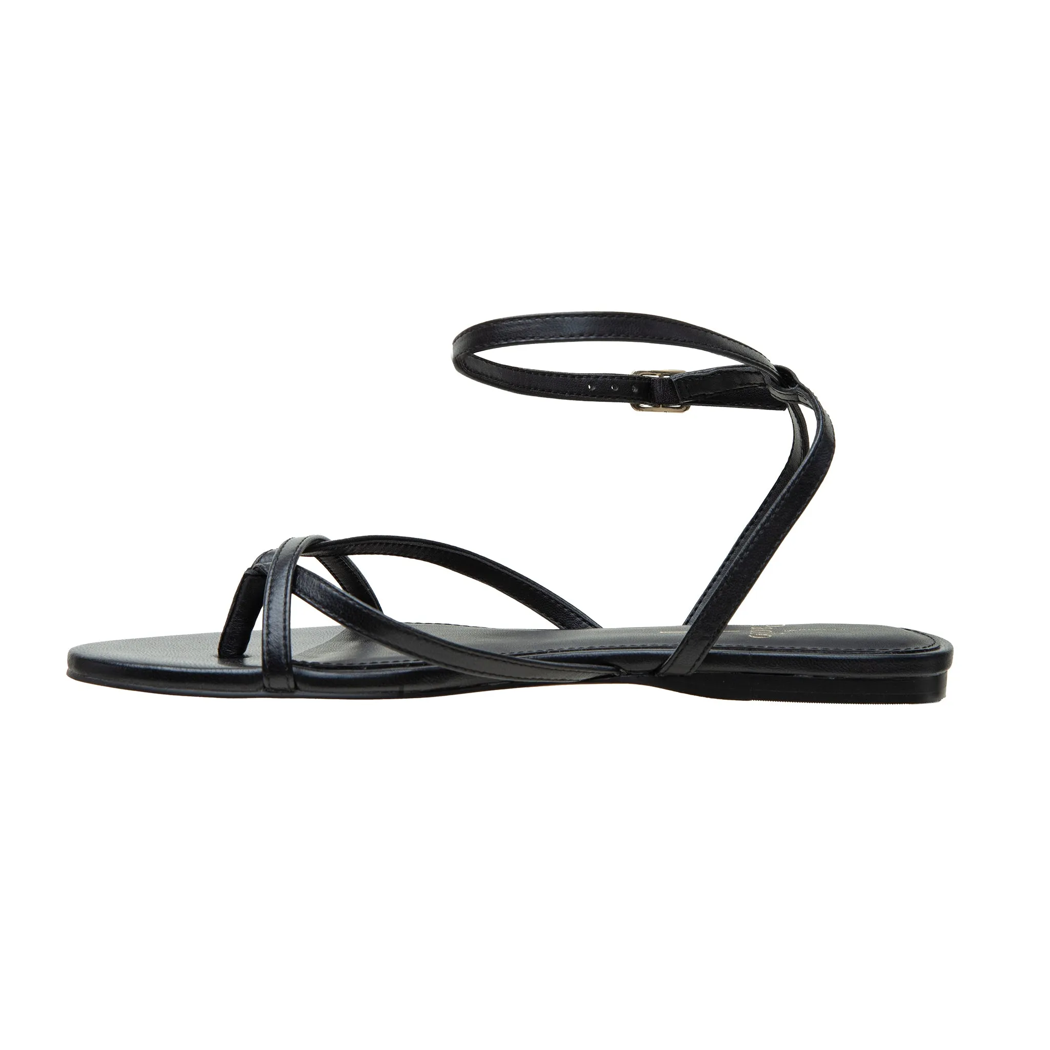 LUZ | Strappy Ankle Wrap Flat Leather Sandals