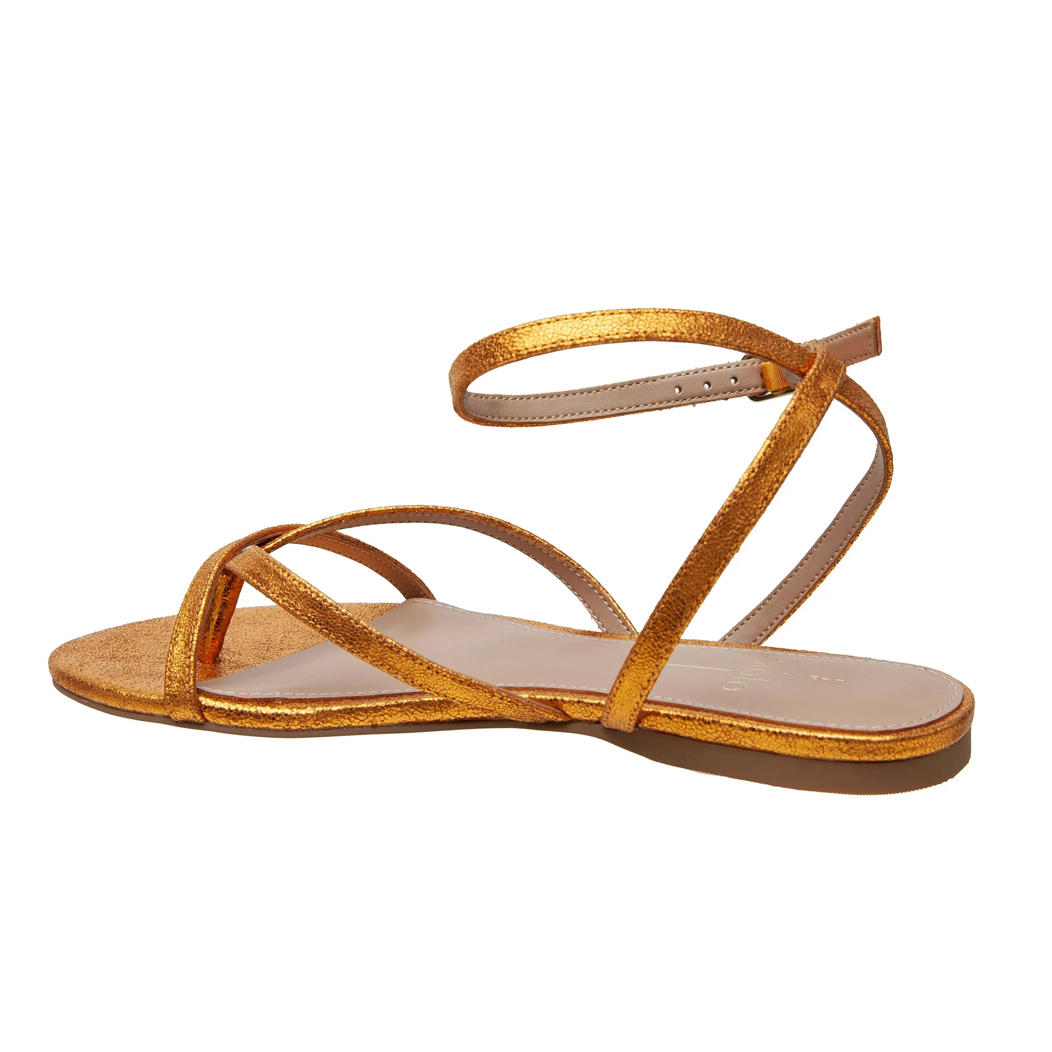 LUZ | Strappy Ankle Wrap Flat Leather Sandals