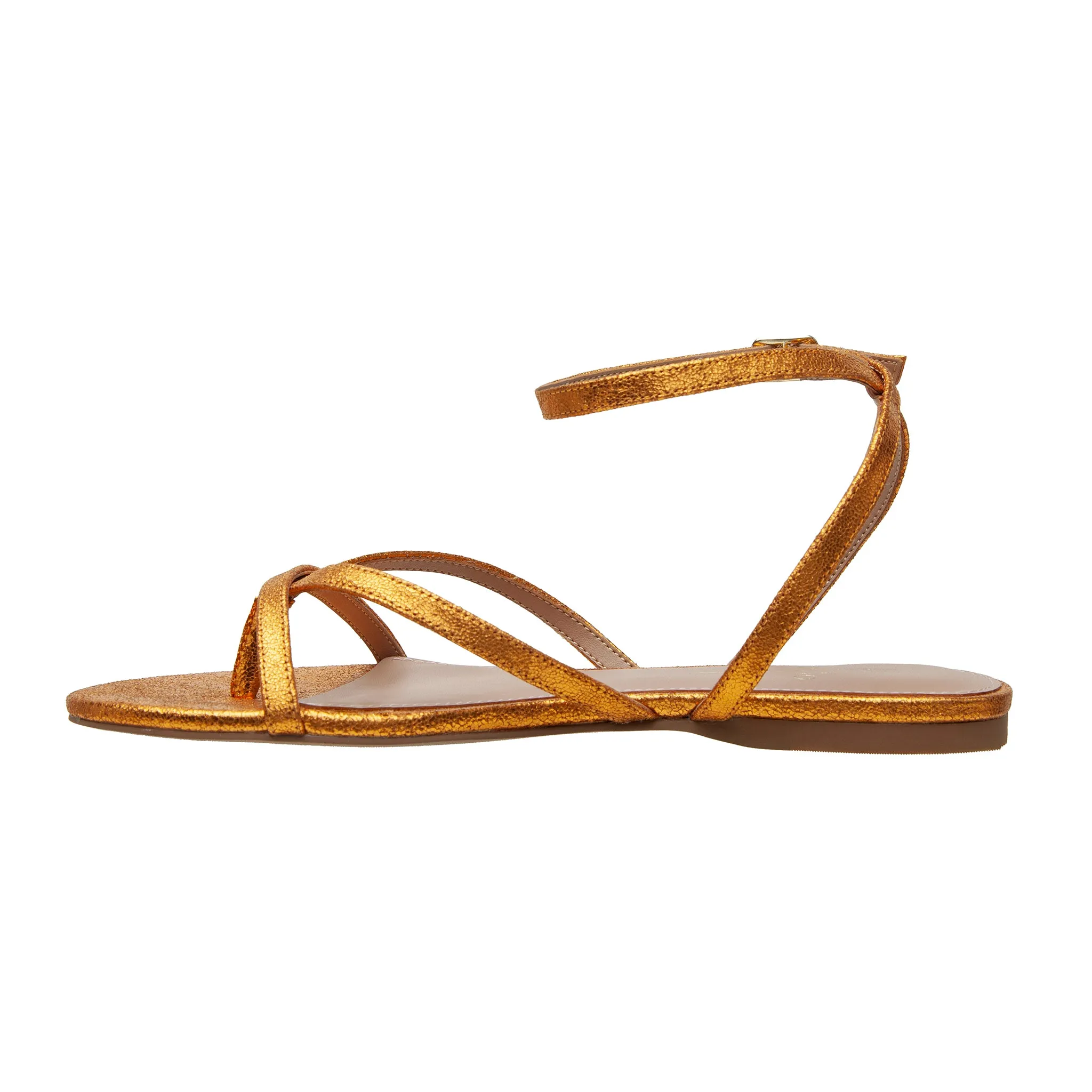LUZ | Strappy Ankle Wrap Flat Leather Sandals
