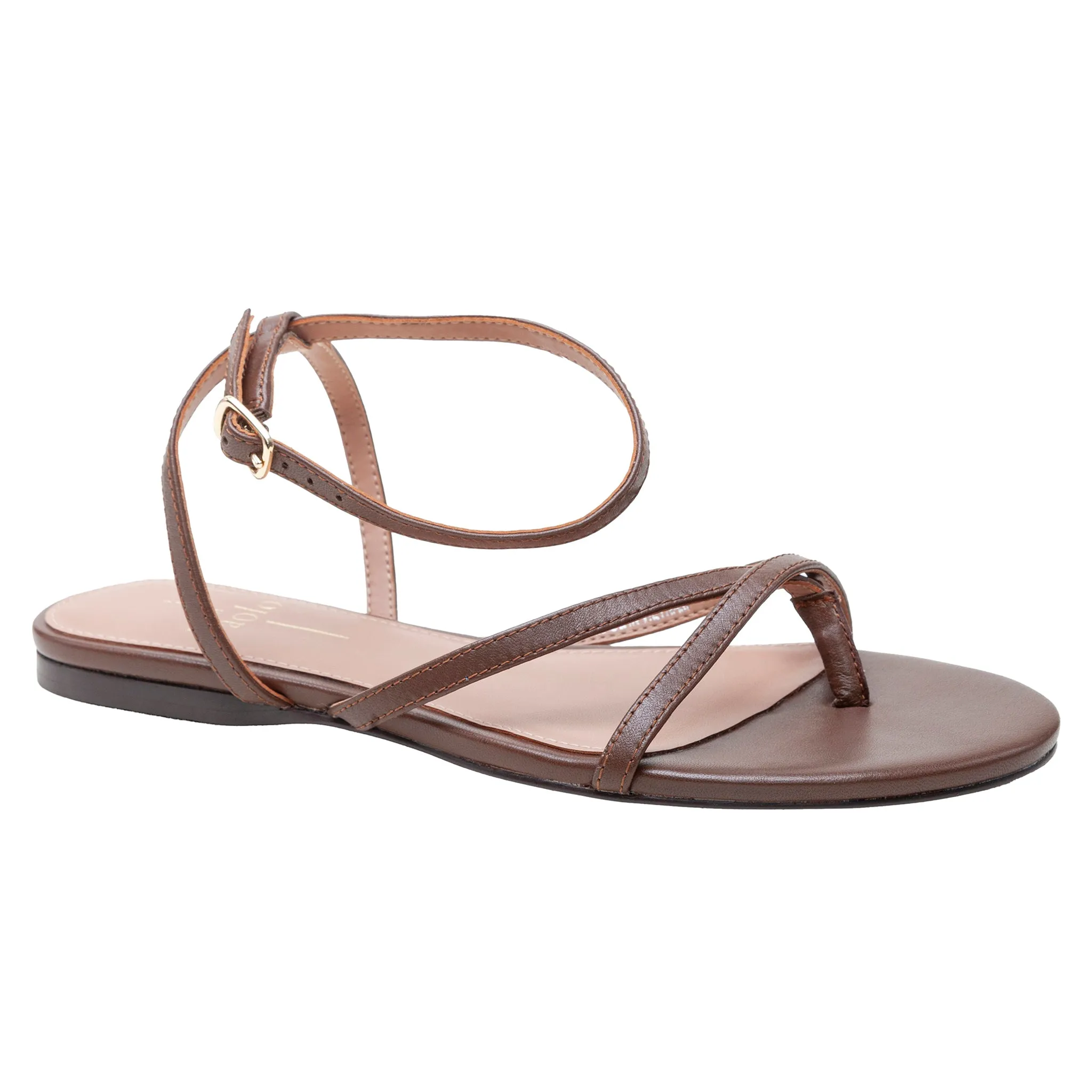 LUZ | Strappy Ankle Wrap Flat Leather Sandals