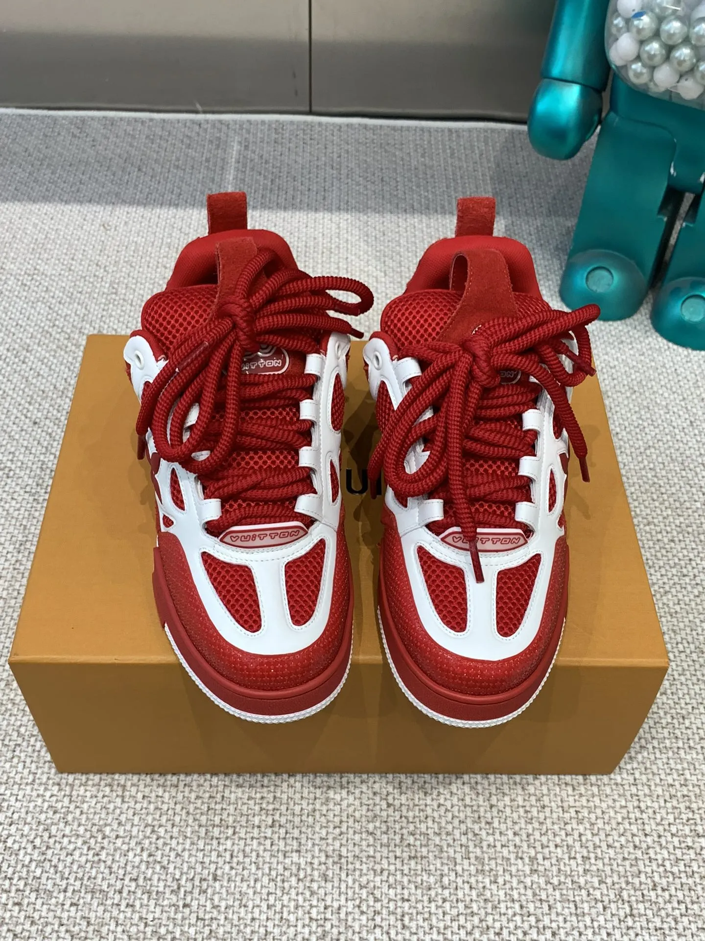LV Skate Sneaker White Mix Red Cowhide