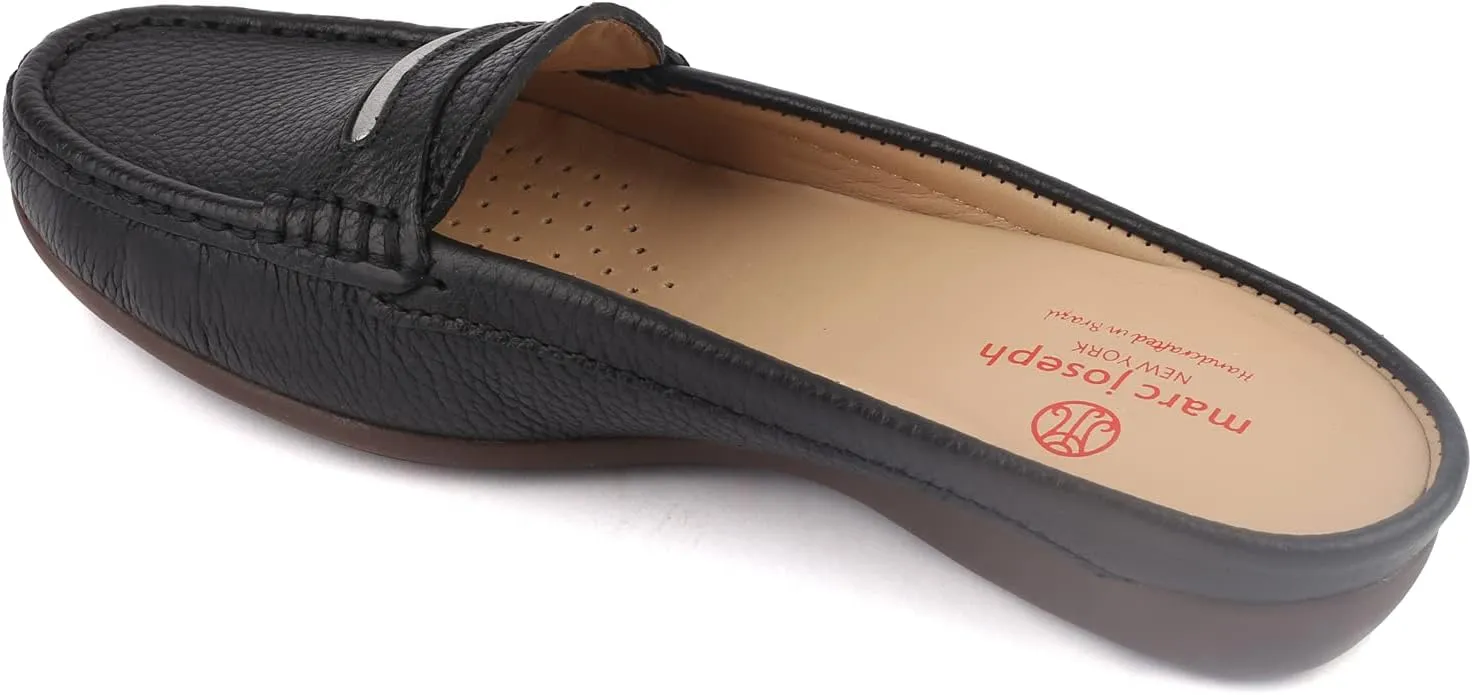 Marc Joseph New York Women's Leather Made in Brazil Luxury Mule Slide with Penny Detail