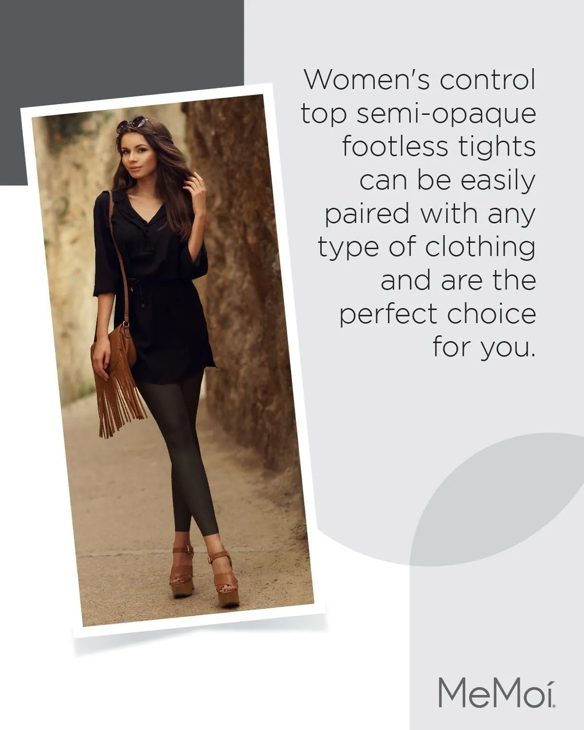 MeMoi Control Top Footless Tights, Smoothing Semi Opaque Tights for Women - Sizes Small to Queen 2