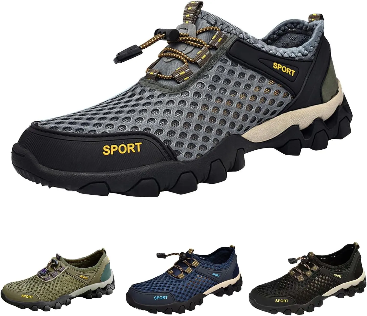Men Summer Mesh Breathable Hiking Shoes Comfortable Walking Shoes Outdoor Travel Shoes Sneaker Rack for Men Bedroom Men Shoes