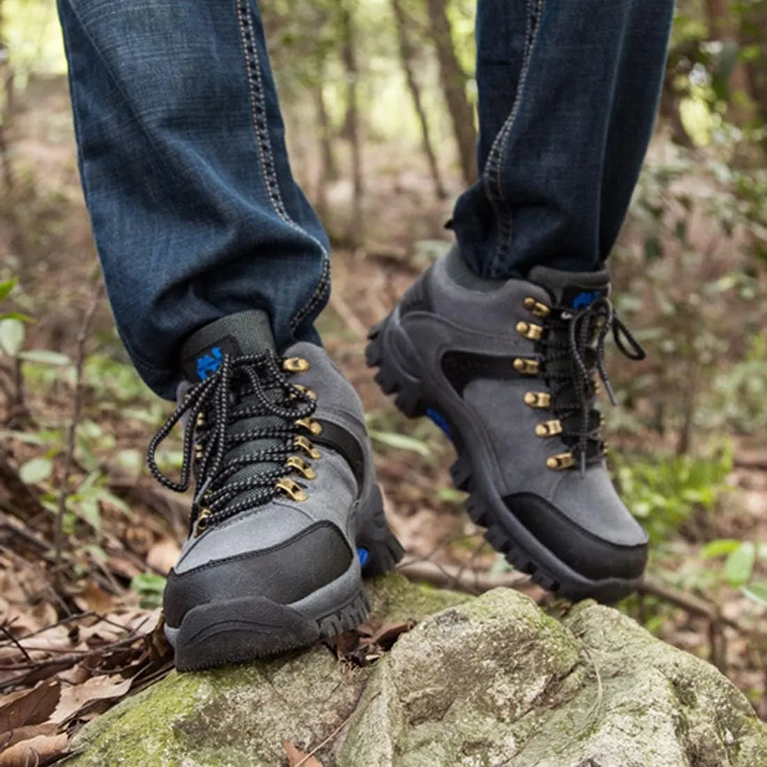 Men's Ankle High Trekking Boots Waterproof Backpacking Hiking Trails Shoes