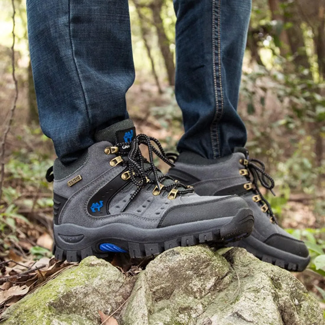 Men's Ankle High Trekking Boots Waterproof Backpacking Hiking Trails Shoes