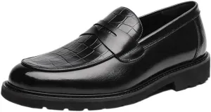 Men's Double Monk Strap Fashion Luxury Slip on Formal Business Shoes Fashion Round Toe Lug Sole Business Dress Lace-Up Penny Loafer for Men