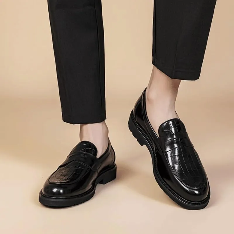 Men's Double Monk Strap Fashion Luxury Slip on Formal Business Shoes Fashion Round Toe Lug Sole Business Dress Lace-Up Penny Loafer for Men
