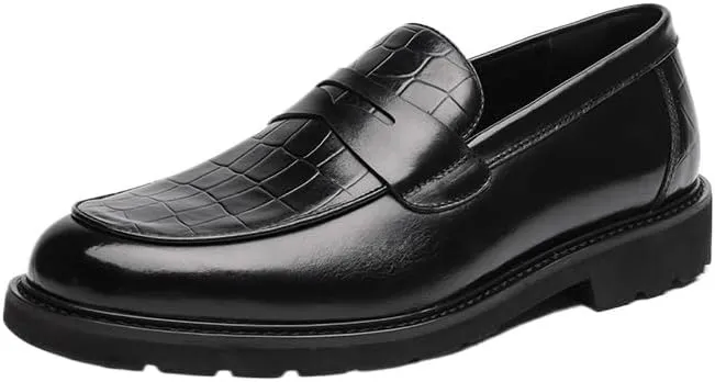 Men's Double Monk Strap Fashion Luxury Slip on Formal Business Shoes Fashion Round Toe Lug Sole Business Dress Lace-Up Penny Loafer for Men