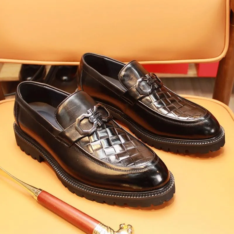 Men's Double Monk Strap Fashion Luxury Slip on Formal Business Shoes Fashion Round Toe Lug Sole Business Dress Lace-Up Penny Loafer for Men