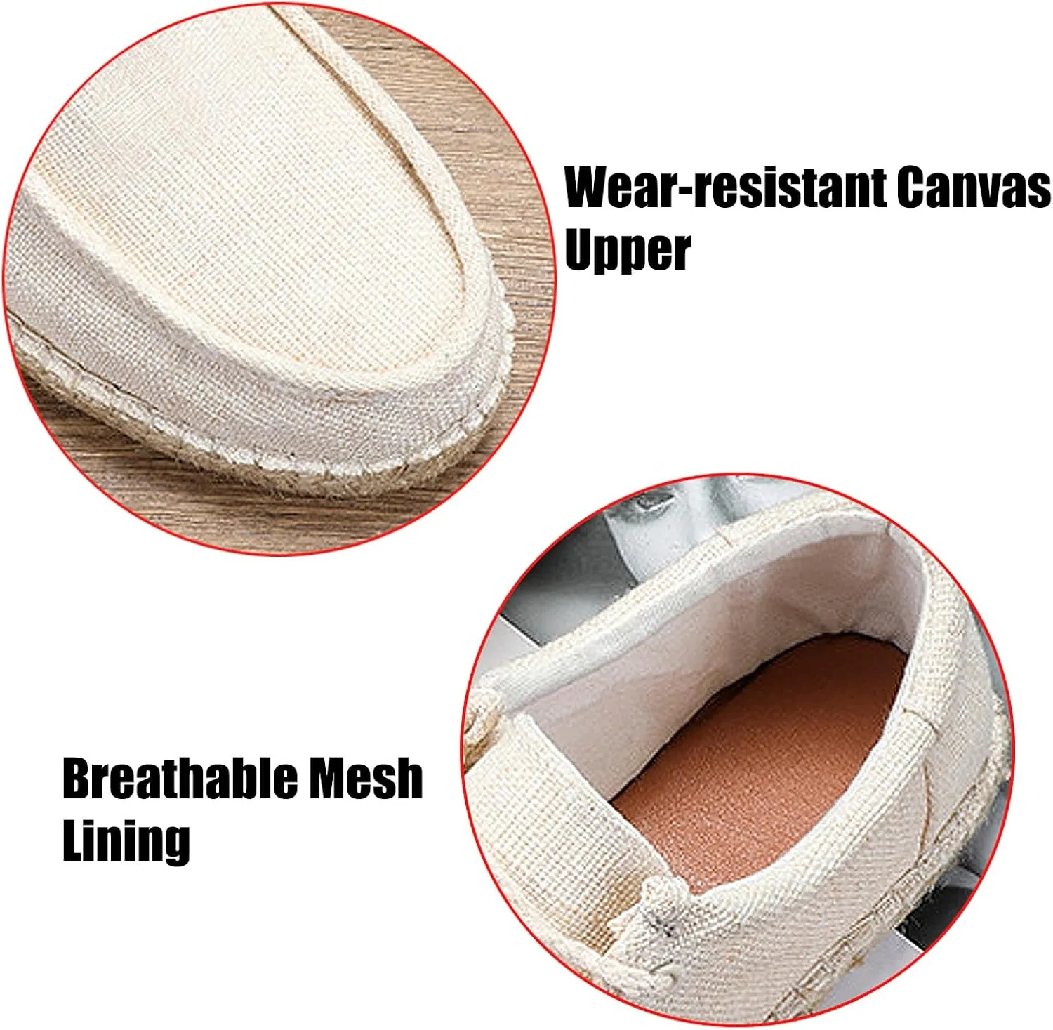 Men's Linen Canvas Loafers,Casual Breathable Slip-On Espadrille Flat Walking Shoes Round Toe Moccasins Boat Shoes