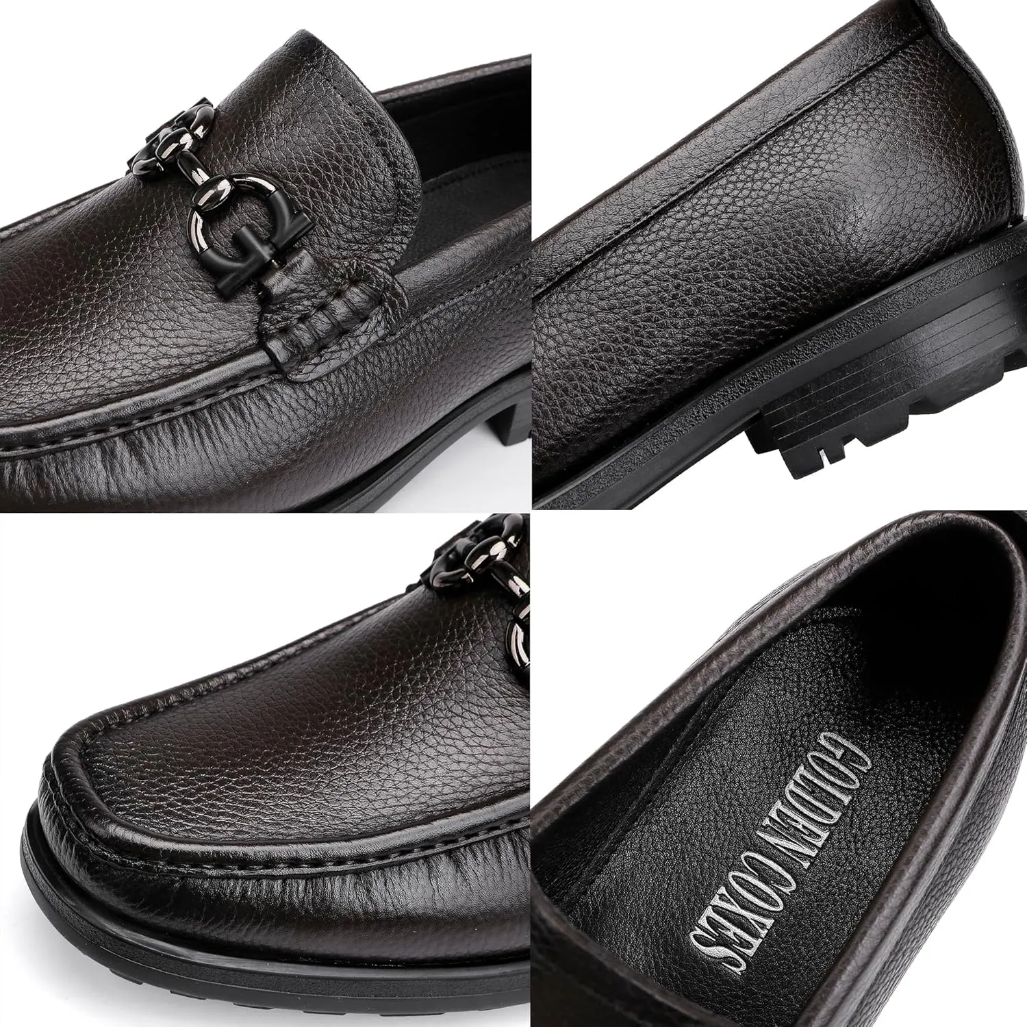 Men's Premium Leather Dress Shoes, Luxury Buckle Handmade Dress Loafer Party Shoes Wedding Casual Slip on Loafer for Mens