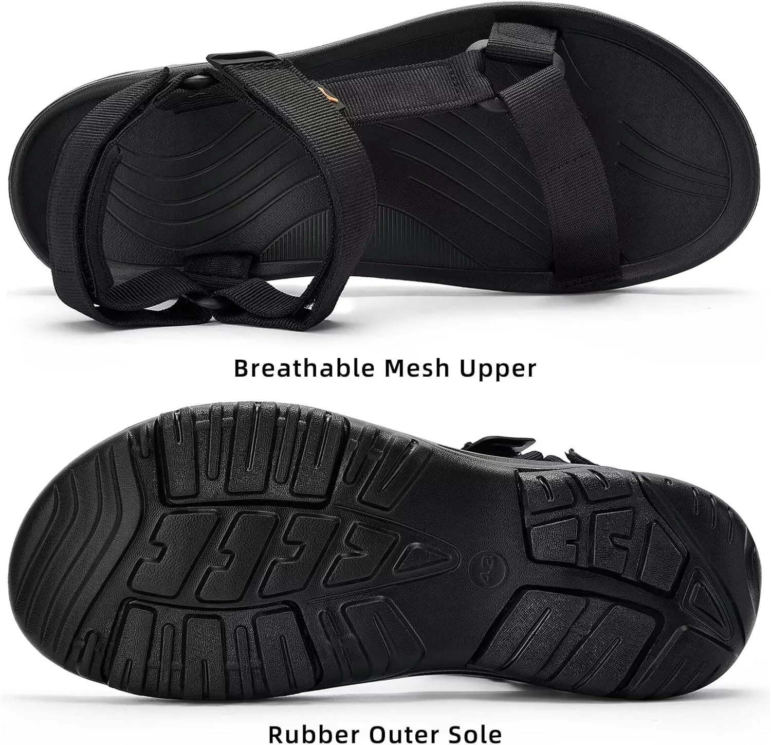 Men's Sport Hiking Sandals with Arch Support Lightweight EVA Midsole Outdoor Beach Water Sandal