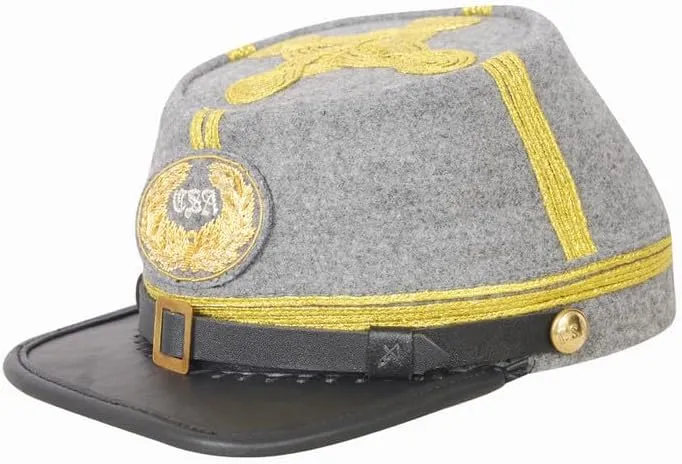 Men's US Civil War Cavalry General's 4Braids Kepi with USA Badge