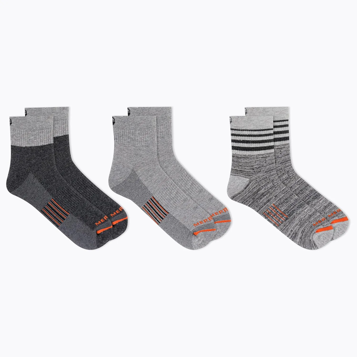 Merrell Unisex-Adult Merino Wool Work Socks - 3 Pairs - Half Cushion Comfort & Arch Support