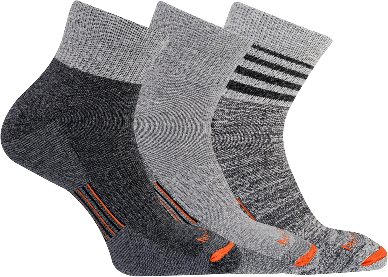 Merrell Unisex-Adult Merino Wool Work Socks - 3 Pairs - Half Cushion Comfort & Arch Support