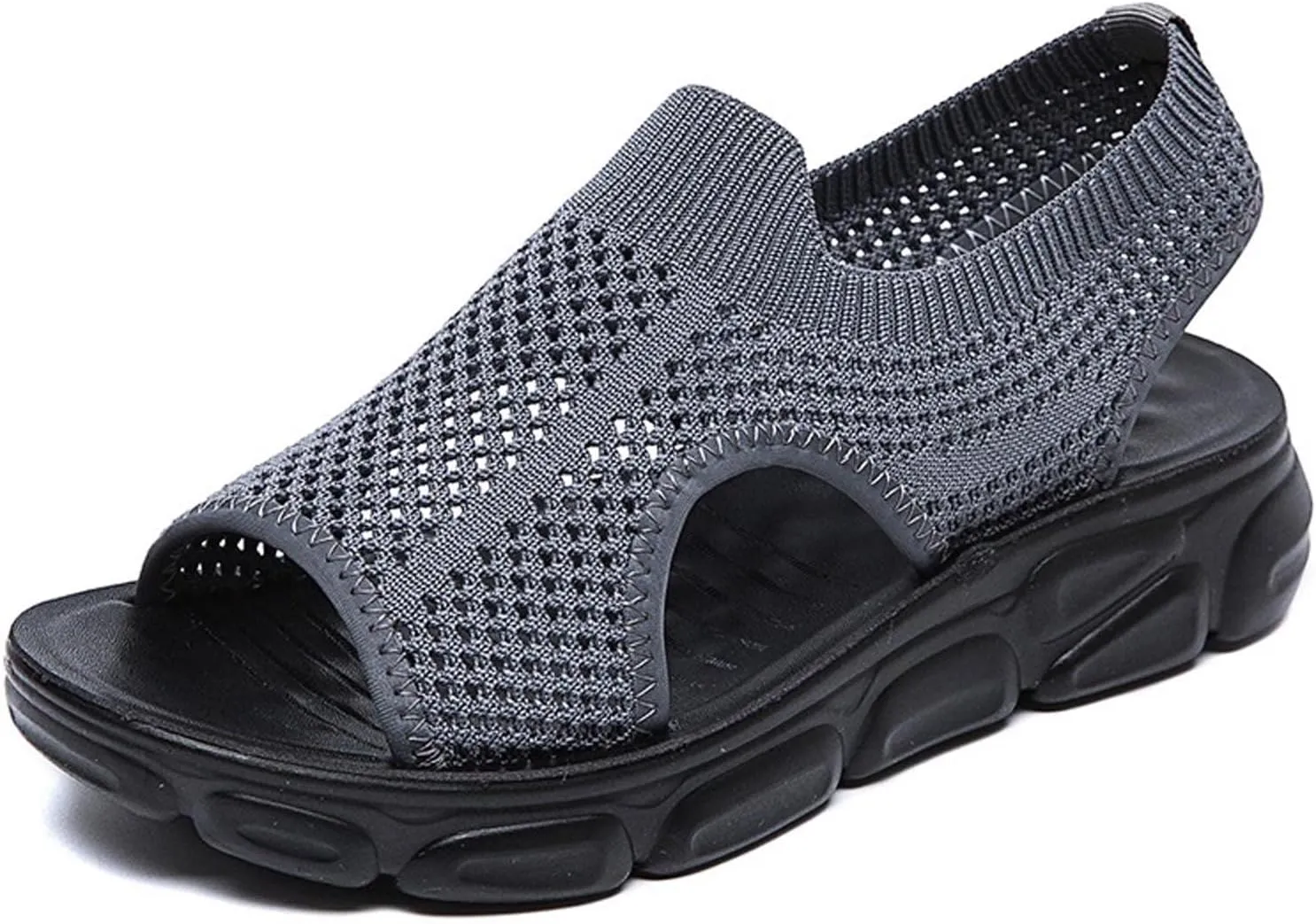 Mesh Breathable Sandals for Women Summer Casual Fish Mouth Open Toe Slip on Wedge Platform Sandals Comfortable Ladies Outdoor Beach Shoes Sandalias