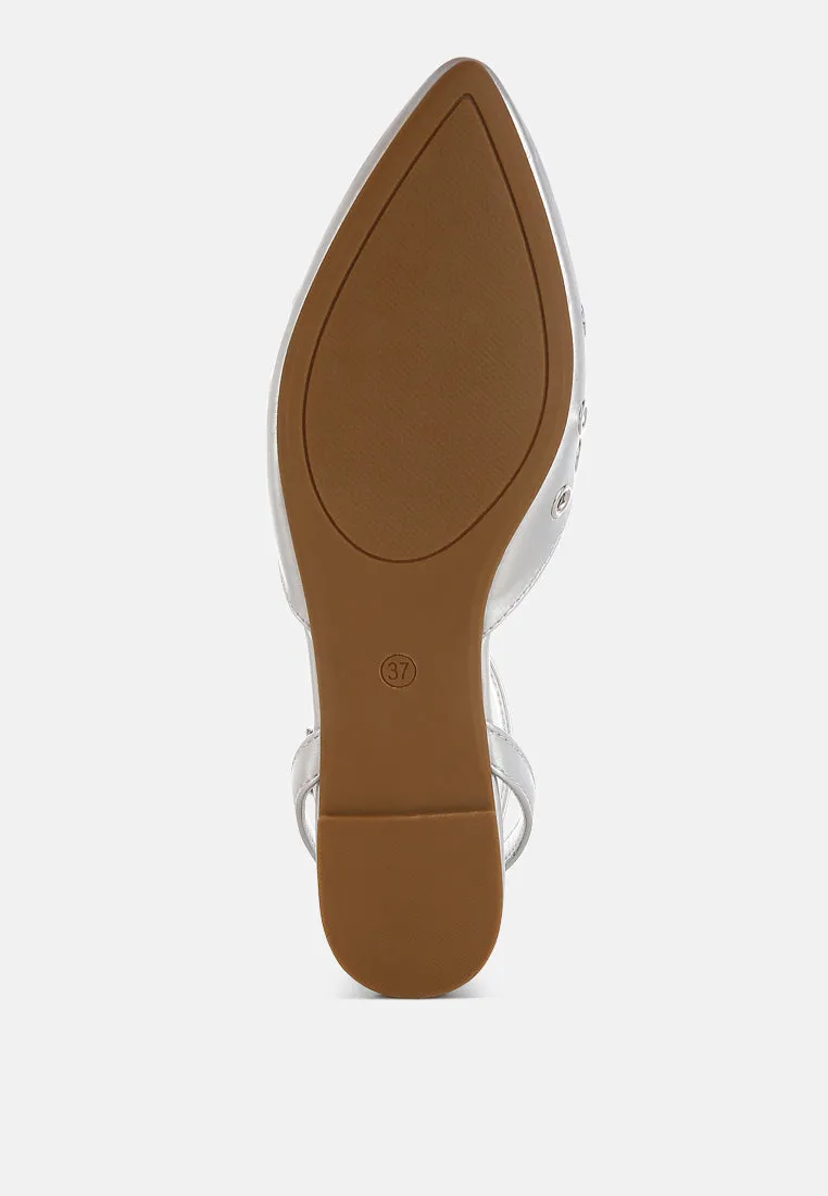 Metallic Eyelet Detail Flat Sandals By RUW