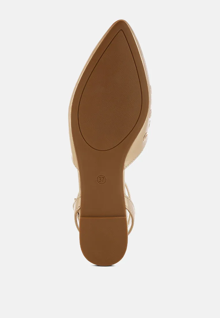 Metallic Eyelet Detail Flat Sandals By RUW