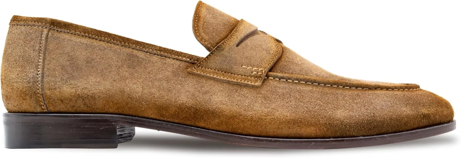 Mezlan - Men's Hand-Stained Penny Loafer Dress Shoes - Caro Suede Penny Loafer - Classic Formal Footwear for Business, Wedding, and Office
