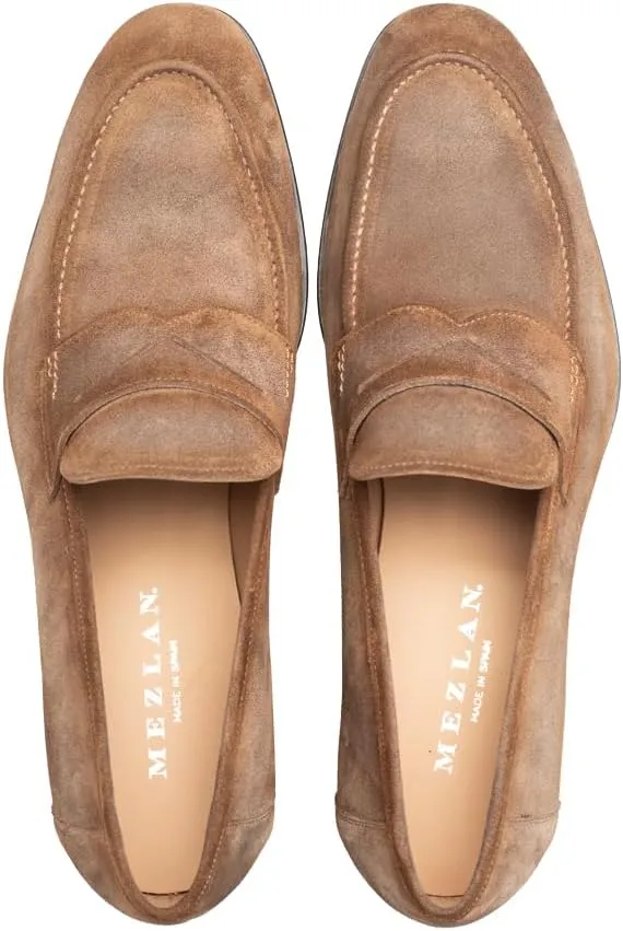 Mezlan - Men's Hand-Stained Penny Loafer Dress Shoes - Caro Suede Penny Loafer - Classic Formal Footwear for Business, Wedding, and Office