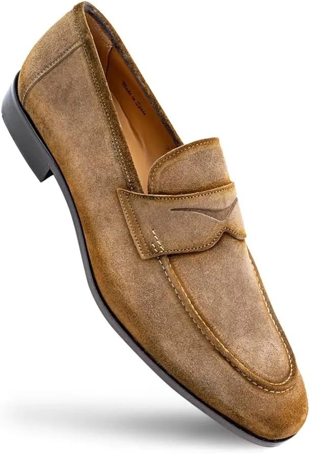 Mezlan - Men's Hand-Stained Penny Loafer Dress Shoes - Caro Suede Penny Loafer - Classic Formal Footwear for Business, Wedding, and Office