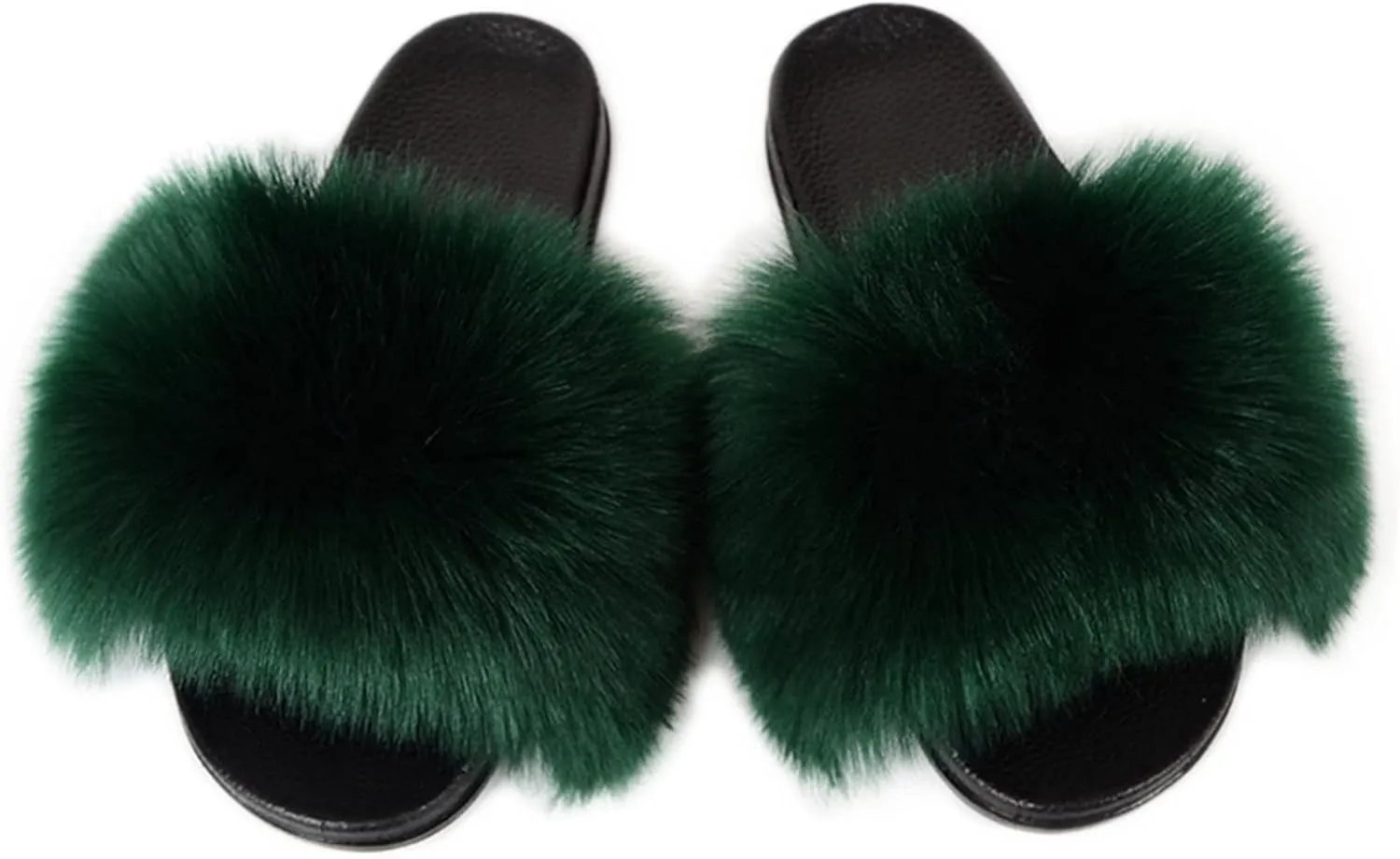 MH Bailment Womens Furry Fluffy Slippers Faux Fur House Slippers Open Toe Fuzzy Slides Soft Flat Slip On Sandals for Indoor Outdoor