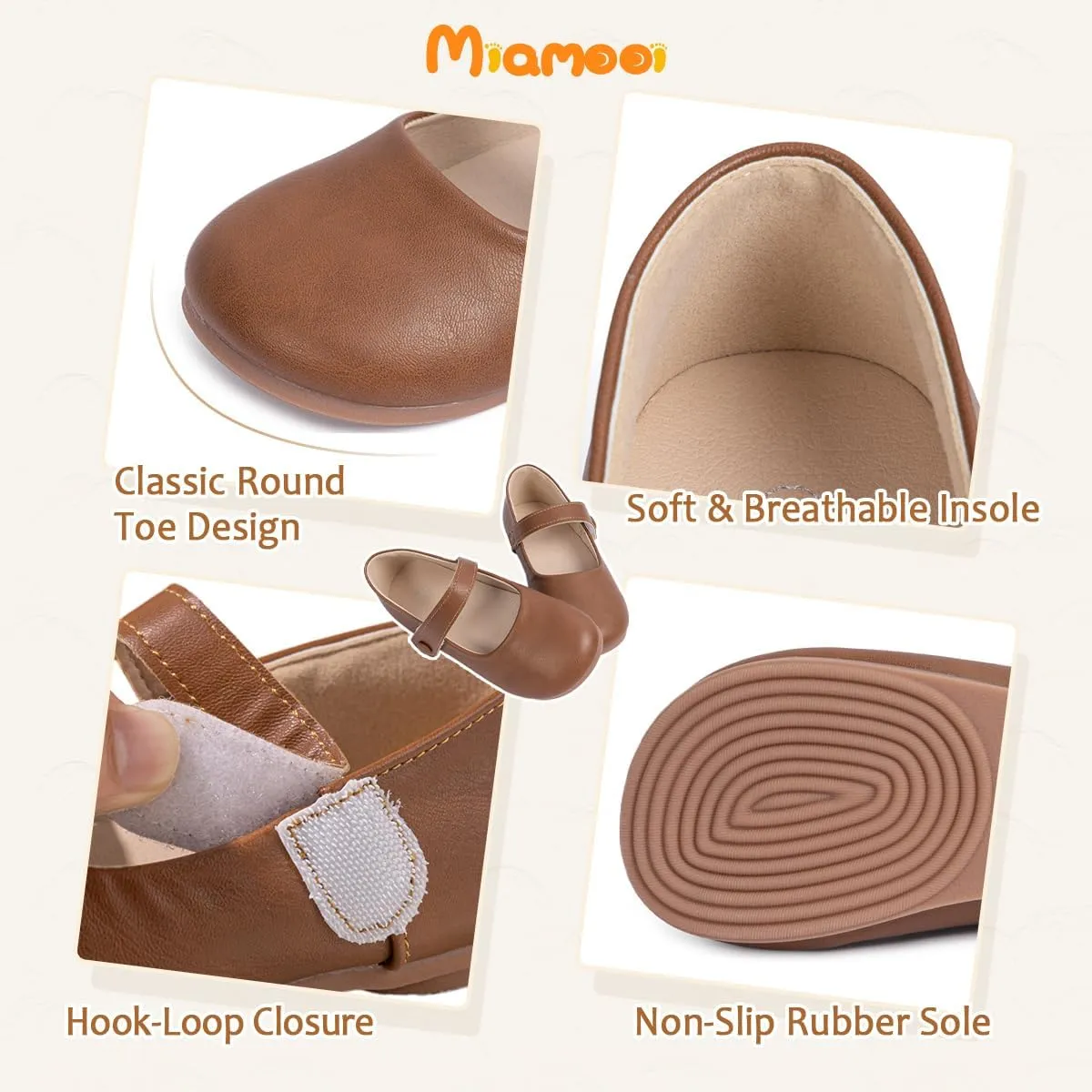 Miamooi Toddler Girl Mary Jane Flats Girls Dress Shoes for Party Wedding School Uniform Shoes Soft Cute Non-Slip Flat for Walking