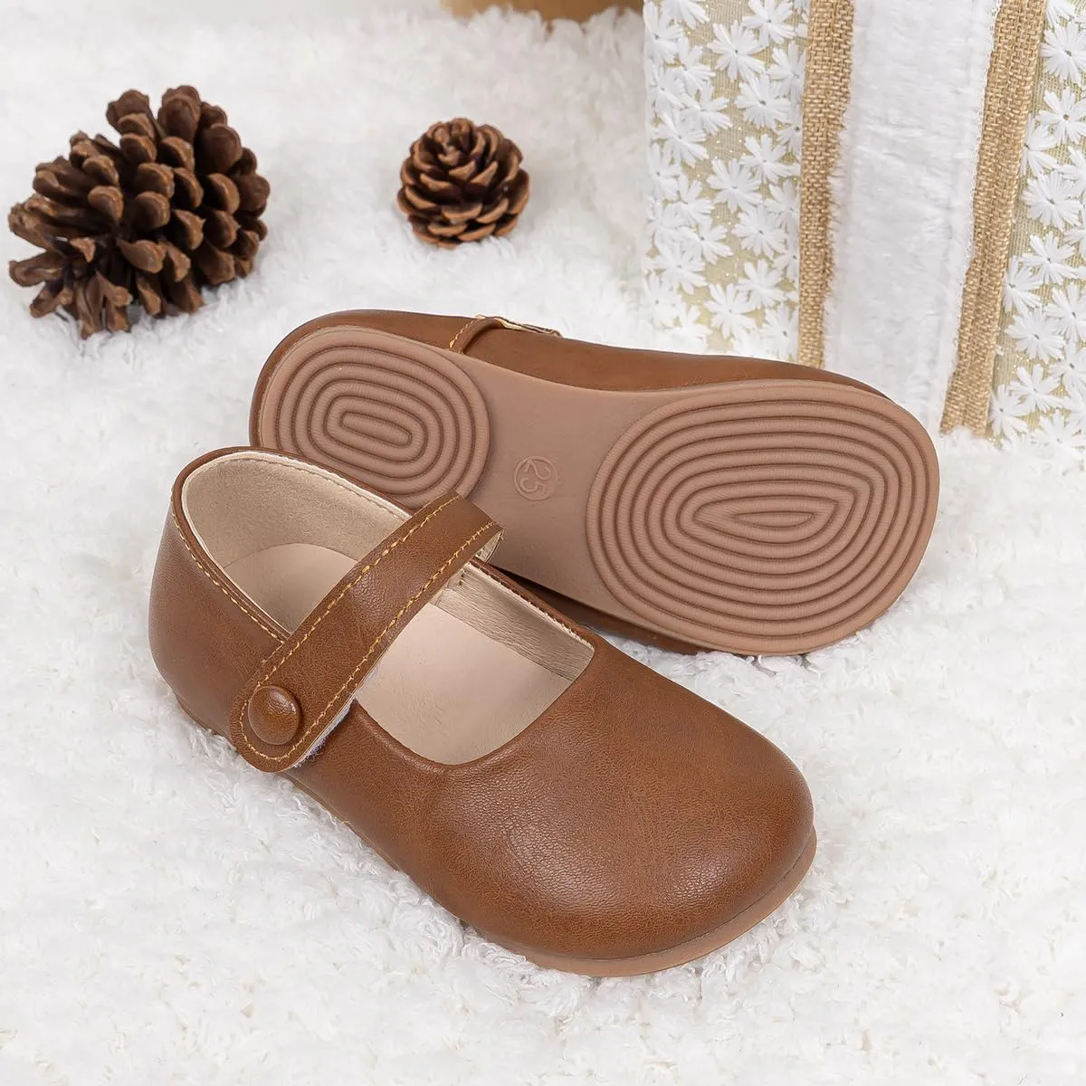 Miamooi Toddler Girl Mary Jane Flats Girls Dress Shoes for Party Wedding School Uniform Shoes Soft Cute Non-Slip Flat for Walking