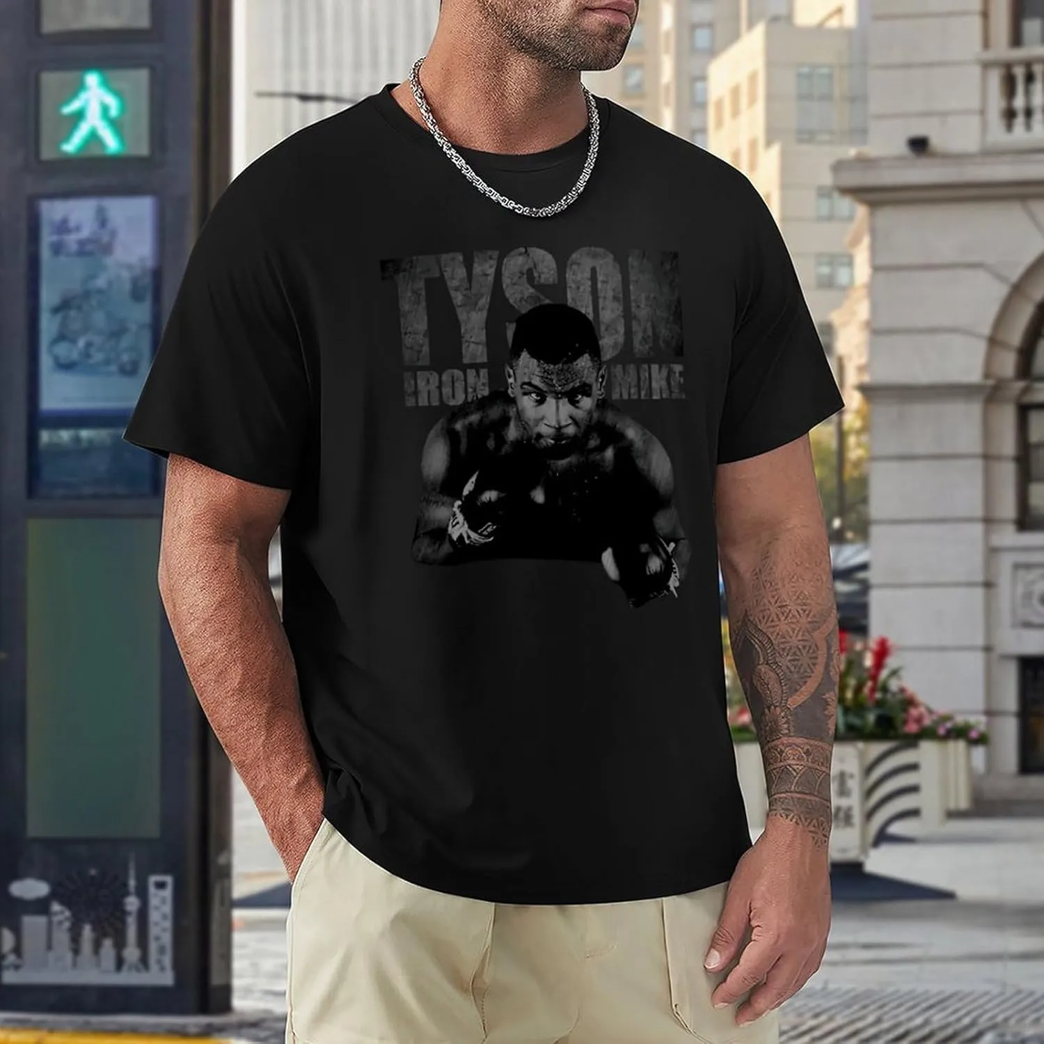 Mike Boxer Tyson Men's T Shirt Cotton Short Sleeve Round Neck Shirts Classic Graphic Tee Tshirt