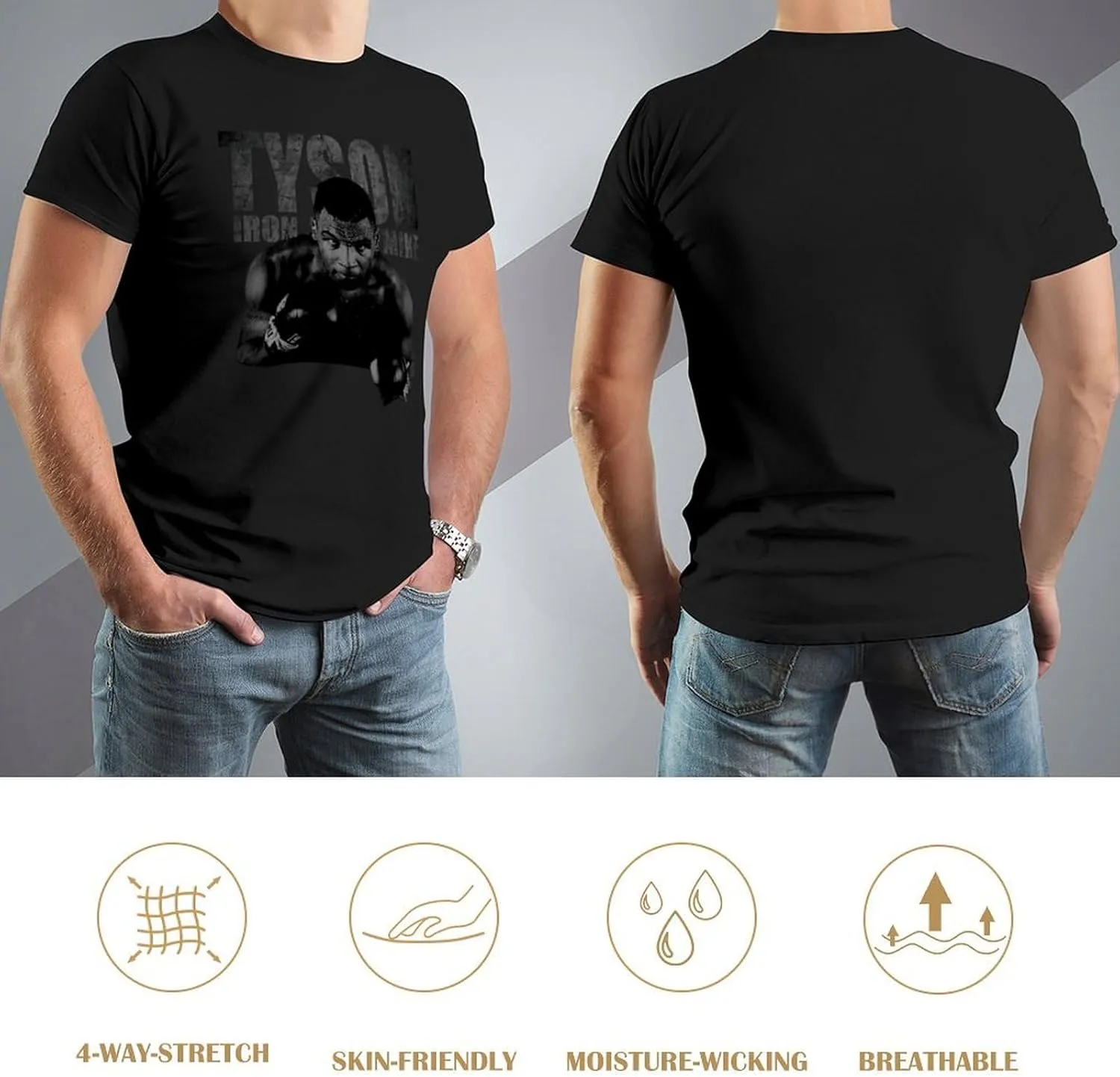 Mike Boxer Tyson Men's T Shirt Cotton Short Sleeve Round Neck Shirts Classic Graphic Tee Tshirt