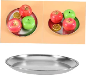 Mikinona Flat Chassis Korean Style Bbq Plate 20cm Diameter Stainless Steel Plates for Camping