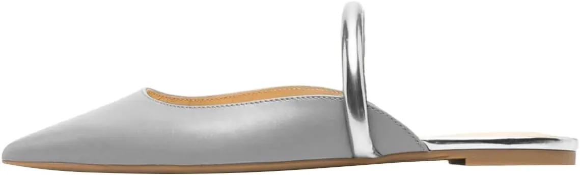Milooey shoes Women Comfortable Closed Pointed Toe Flat Mule Strappy Slip On Sandal Backless Loafer Party Dress Casual Shoes Size 4-16 Us