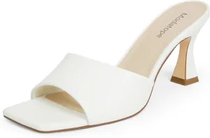 Modatope Womens Heeled Sandals Open Square Toe Heels Chunky Block Heel Slip On Sandals for Women