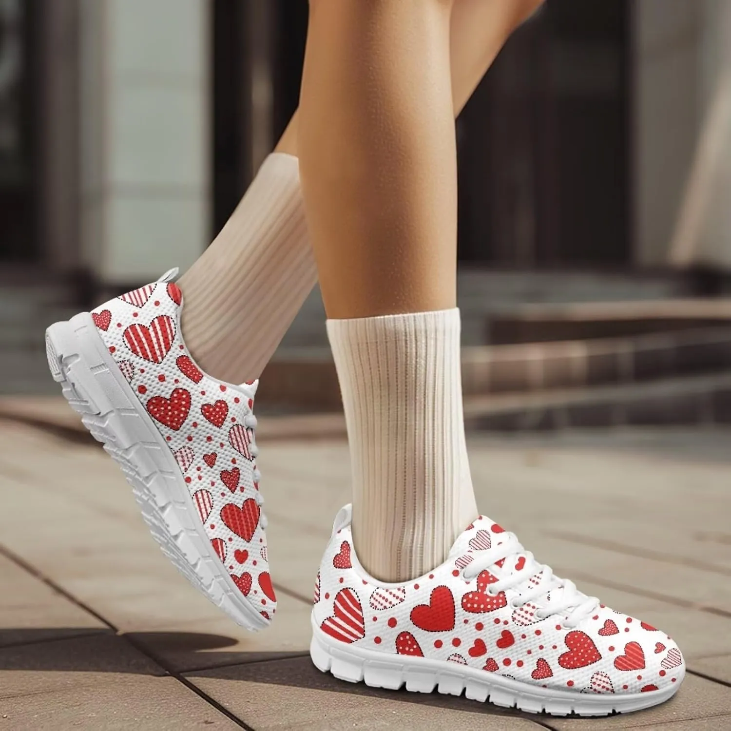Modysero Womens Shoes for Sports Travel Fall Non Slip Womens Tennis Shoes Graphic Print Lace Up Walking Sneakers