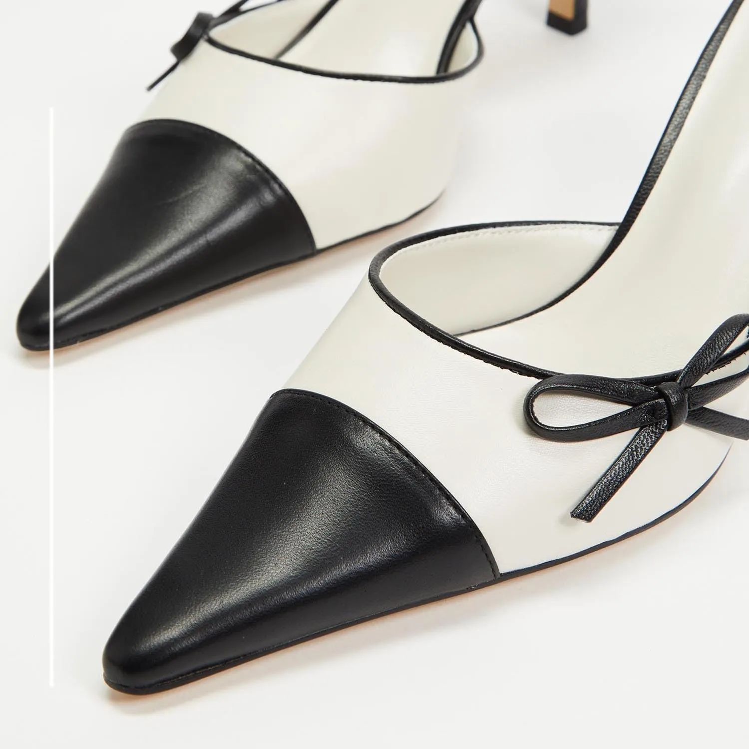 MOOMMO Women Stiletto Heel Mules Bow Cap Pointed Toe Slip On Mule Sandals Two Tone Sexy 2 inch Kitten Heel Mule Heels Pointy Toe Dress Sandal Heels Evening Wedding Party 4-11 M US