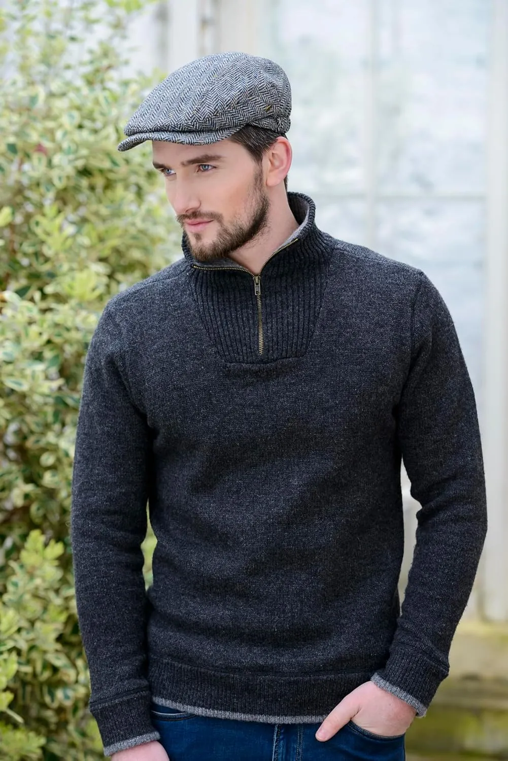 Mucros Weavers Kerry Cap, Irish Hat for Men, Herringbone Wool