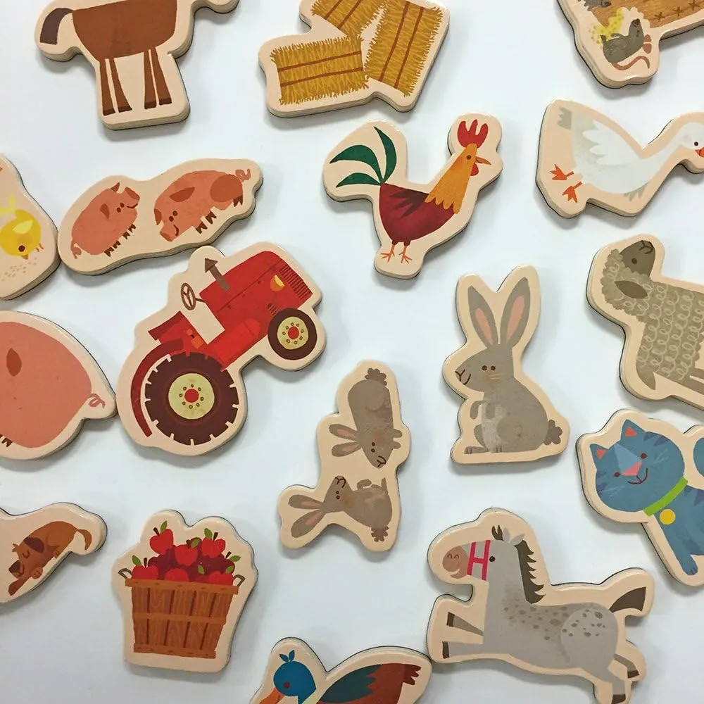 Mudpuppy On the Farm – Wooden Magnetic Shapes Featuring Adorable Farmyard Animals for Children Ages 1 and Up