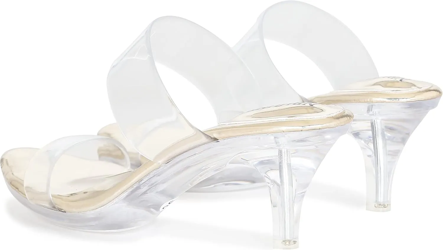 NBUUNBU Clear Heels for Women Silver Black Heels Little Platform Sexy High Heels Sandals Stiletto Kitten Open Toe Dress Shoes Comfortable Double Transparent Strap Heeled Sandals Mule