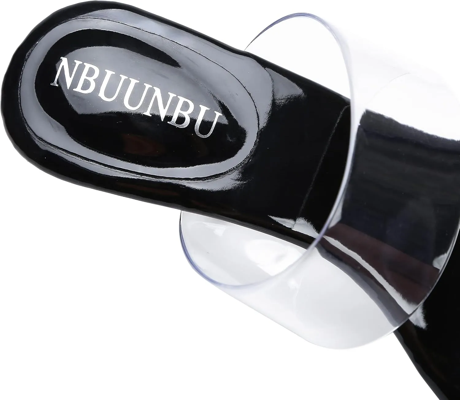 NBUUNBU Clear Heels for Women Silver Black Heels Little Platform Sexy High Heels Sandals Stiletto Kitten Open Toe Dress Shoes Comfortable Double Transparent Strap Heeled Sandals Mule