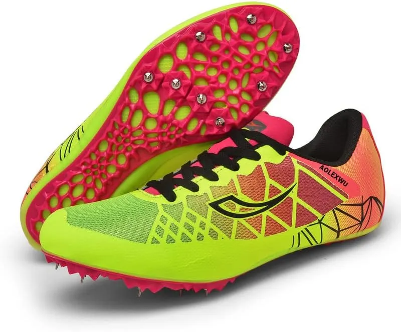 New Track and Field Shoes - Unisex, All Ages - Black - Mesh - Athletic - Minimal Cushioning - Lace-Up - Round Toe - Flat Heel - Sprint Running - Nail Spikes - US Size 12