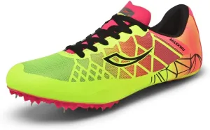 New Track and Field Shoes - Unisex, All Ages - Black - Mesh - Athletic - Minimal Cushioning - Lace-Up - Round Toe - Flat Heel - Sprint Running - Nail Spikes - US Size 12