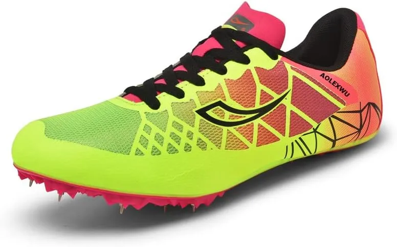 New Track and Field Shoes - Unisex, All Ages - Black - Mesh - Athletic - Minimal Cushioning - Lace-Up - Round Toe - Flat Heel - Sprint Running - Nail Spikes - US Size 12