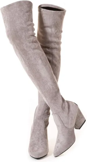 N.N.G Women Over the Knee Boots Thigh High Suede Block Winter Low Above Flat Long OTK Comfort Pointed toe