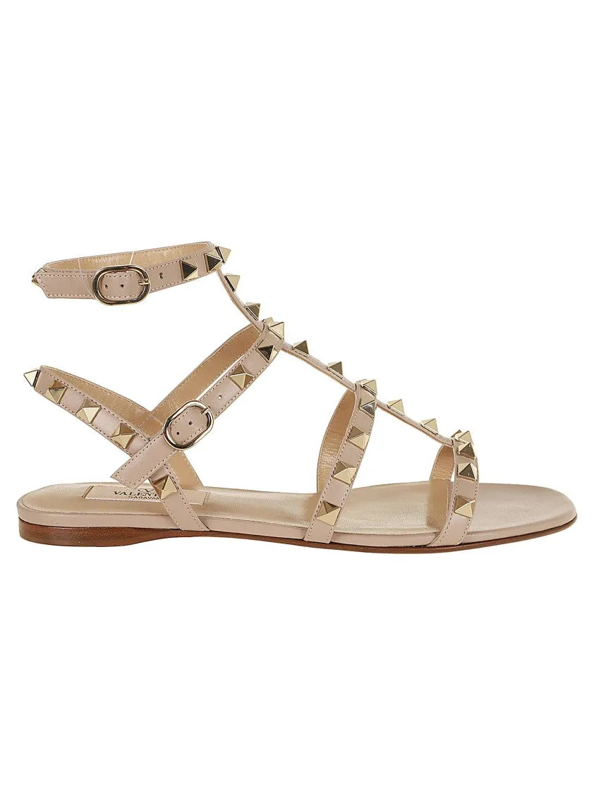 Nude Calfskin Rockstud Sandal