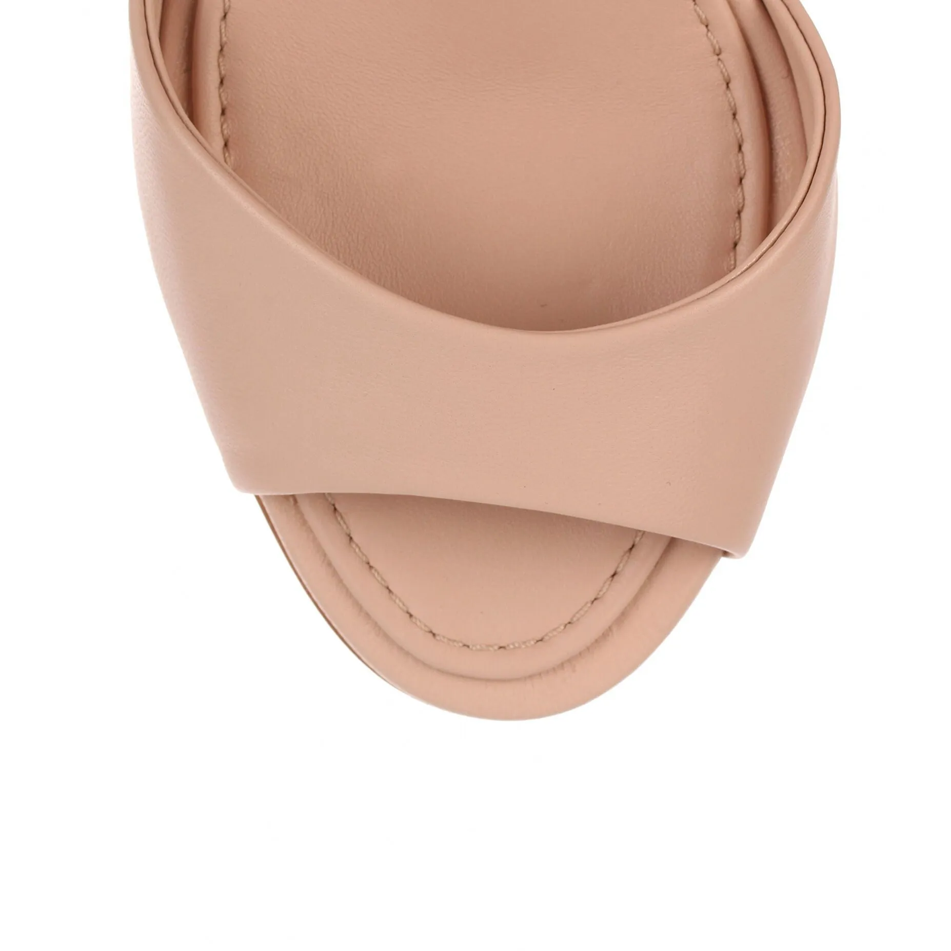 Nude leather mirror heel sandal