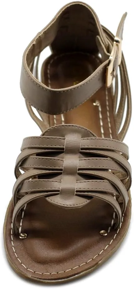 Ollio Women's Shoe Ankle Strap Gladiator Flat Sandal