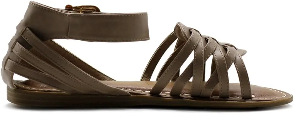 Ollio Women's Shoe Ankle Strap Gladiator Flat Sandal